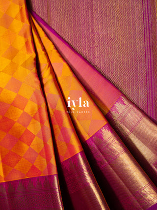 The Diamond Mood Kanjeevaram in Sunset Orange