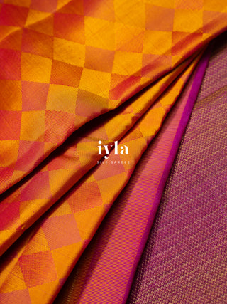 The Diamond Mood Kanjeevaram in Sunset Orange