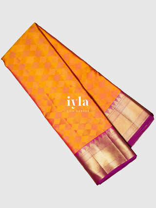 The Diamond Mood Kanjeevaram in Sunset Orange