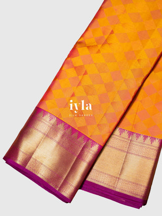 The Diamond Mood Kanjeevaram in Sunset Orange