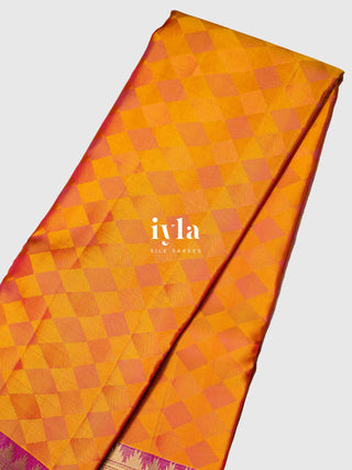 The Diamond Mood Kanjeevaram in Sunset Orange