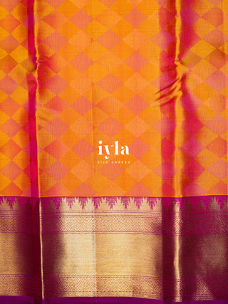 The Diamond Mood Kanjeevaram in Sunset Orange