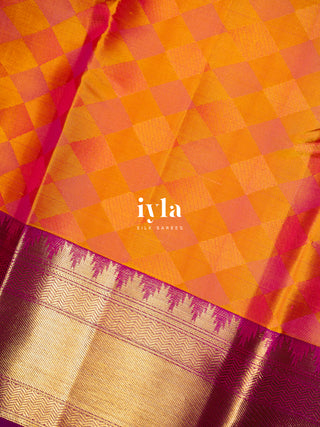 The Diamond Mood Kanjeevaram in Sunset Orange