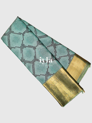 The Wild Geometric Kanjeevaram in Turquoise