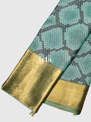 The Wild Geometric Kanjeevaram in Turquoise