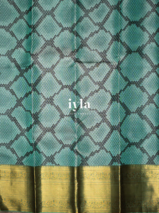 The Wild Geometric Kanjeevaram in Turquoise