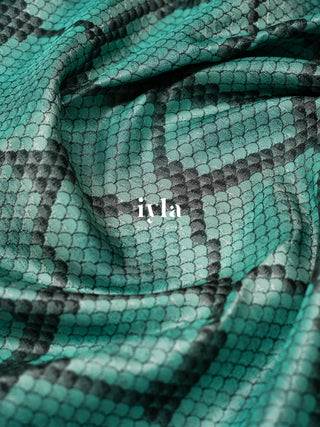 The Wild Geometric Kanjeevaram in Turquoise