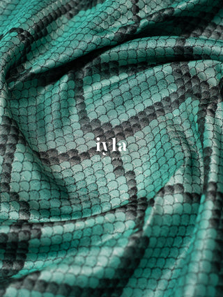 The Wild Geometric Kanjeevaram in Turquoise