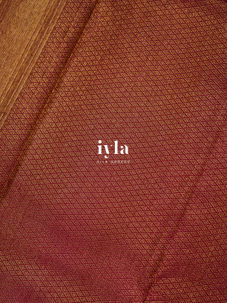 The Tropical Foliage silk saree in Powder Red