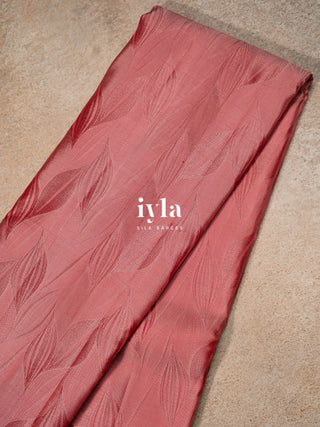 The Tropical Foliage silk saree in Powder Red