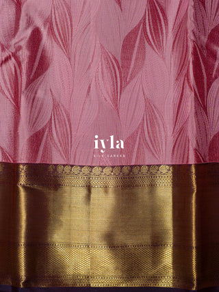 The Tropical Foliage Silk Saree in Watermelon Pink