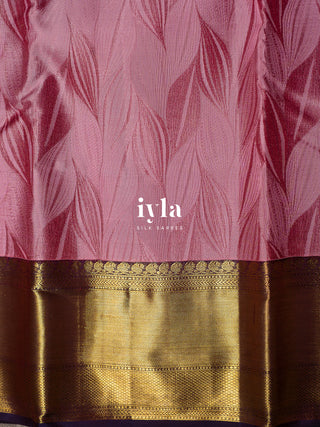 The Tropical Foliage Silk Saree in Watermelon Pink
