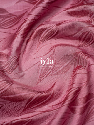 The Tropical Foliage Silk Saree in Watermelon Pink