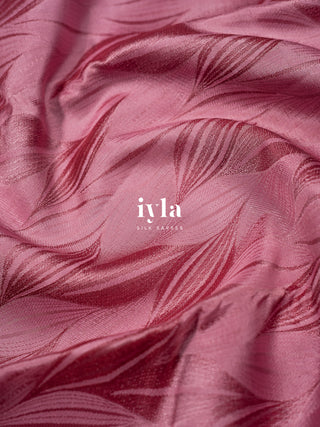 The Tropical Foliage Silk Saree in Watermelon Pink