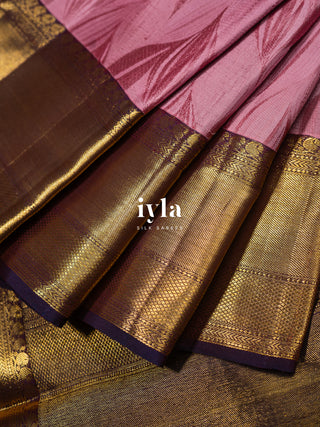 The Tropical Foliage Silk Saree in Watermelon Pink
