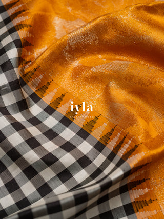 The Tropical Leaves Kanjeevaram in Amber Yellow