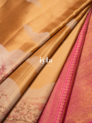 The Cherry Blossom Whispers Kanjeevaram in Bisque Caramel