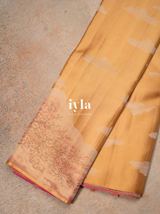 The Cherry Blossom Whispers Kanjeevaram in Bisque Caramel