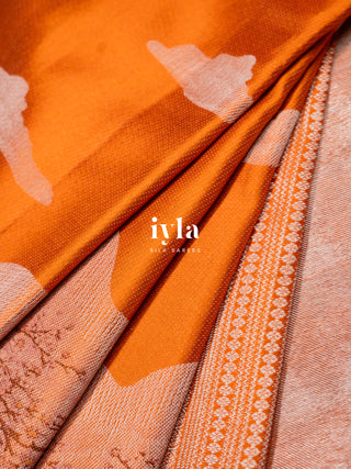 The Cherry Blossom Whispers Kanjeevaram in Burnt Orange
