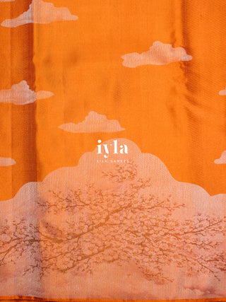 The Cherry Blossom Whispers Kanjeevaram in Burnt Orange