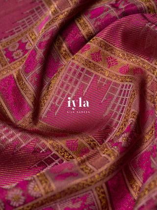 The Classical Symphony Silk Saree in Temple Pink