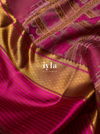 The Classical Symphony Silk Saree in Temple Pink