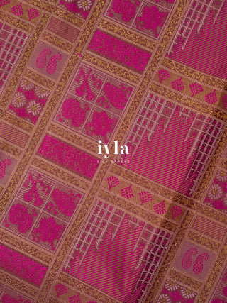 The Classical Symphony Silk Saree in Temple Pink