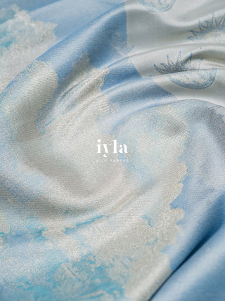 The Cloudy Day Dream Silk Saree in SkyBound Blue