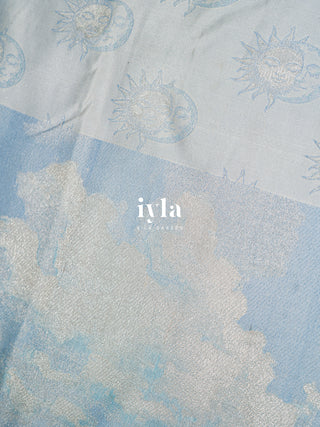 The Cloudy Day Dream Silk Saree in SkyBound Blue