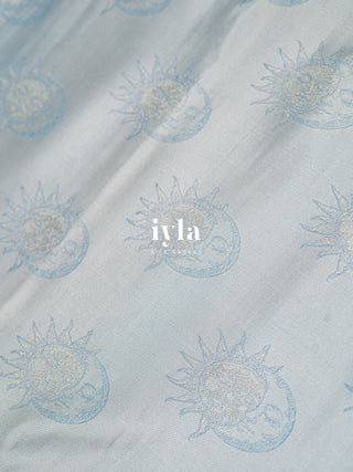 The Cloudy Day Dream Silk Saree in SkyBound Blue