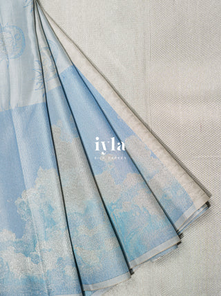 The Cloudy Day Dream Silk Saree in SkyBound Blue