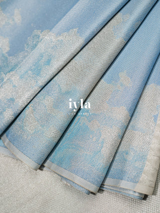 The Cloudy Day Dream Silk Saree in SkyBound Blue