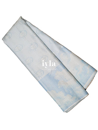 The Cloudy Day Dream Silk Saree in SkyBound Blue