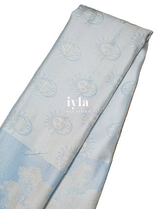The Cloudy Day Dream Silk Saree in SkyBound Blue