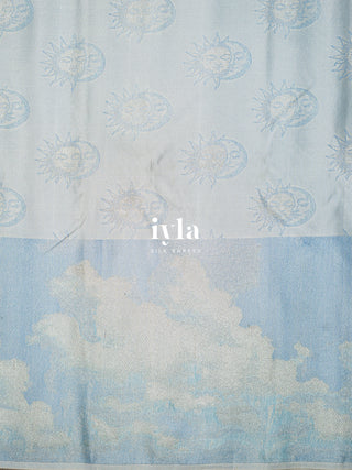The Cloudy Day Dream Silk Saree in SkyBound Blue