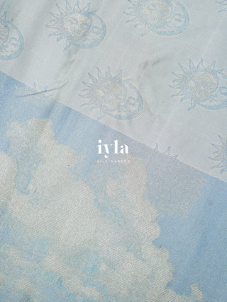 The Cloudy Day Dream Silk Saree in SkyBound Blue