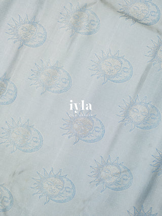 The Cloudy Day Dream Silk Saree in SkyBound Blue
