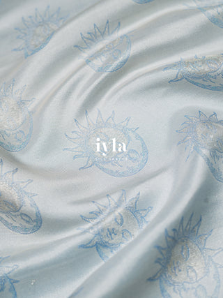 The Cloudy Day Dream Silk Saree in SkyBound Blue