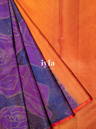 The Wild Carnation Bloom Kanjeevaram in True Purple