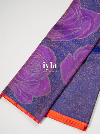 The Wild Carnation Bloom Kanjeevaram in True Purple