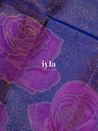 The Wild Carnation Bloom Kanjeevaram in True Purple