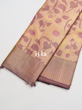 The Almond Beige Daisy Delight Kanjeevaram