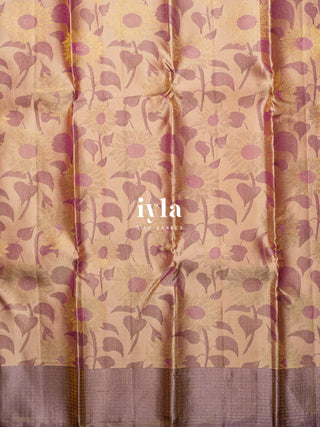 The Almond Beige Daisy Delight Kanjeevaram