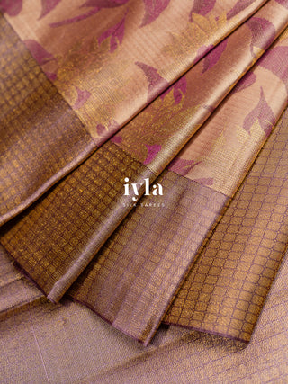 The Almond Beige Daisy Delight Kanjeevaram