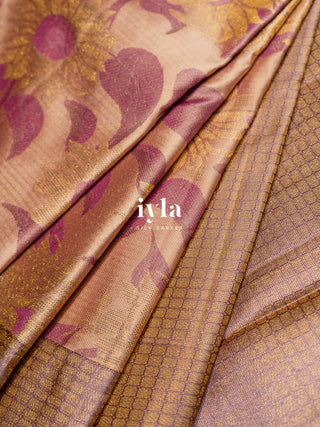 The Almond Beige Daisy Delight Kanjeevaram
