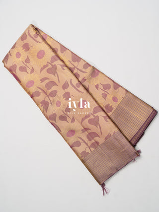The Almond Beige Daisy Delight Kanjeevaram