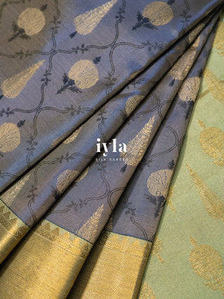 The Ornate Garden Kanjeevaram In Granite Grey