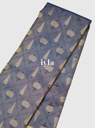 The Ornate Garden Kanjeevaram In Granite Grey