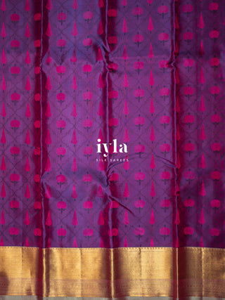 The Ornate Garden Kanjeevaram in Amethyst Purple