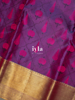 The Ornate Garden Kanjeevaram in Amethyst Purple